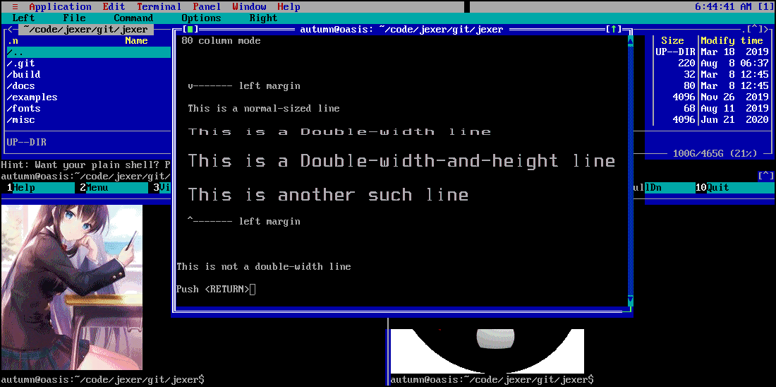 Floating terminal over tiled terminals